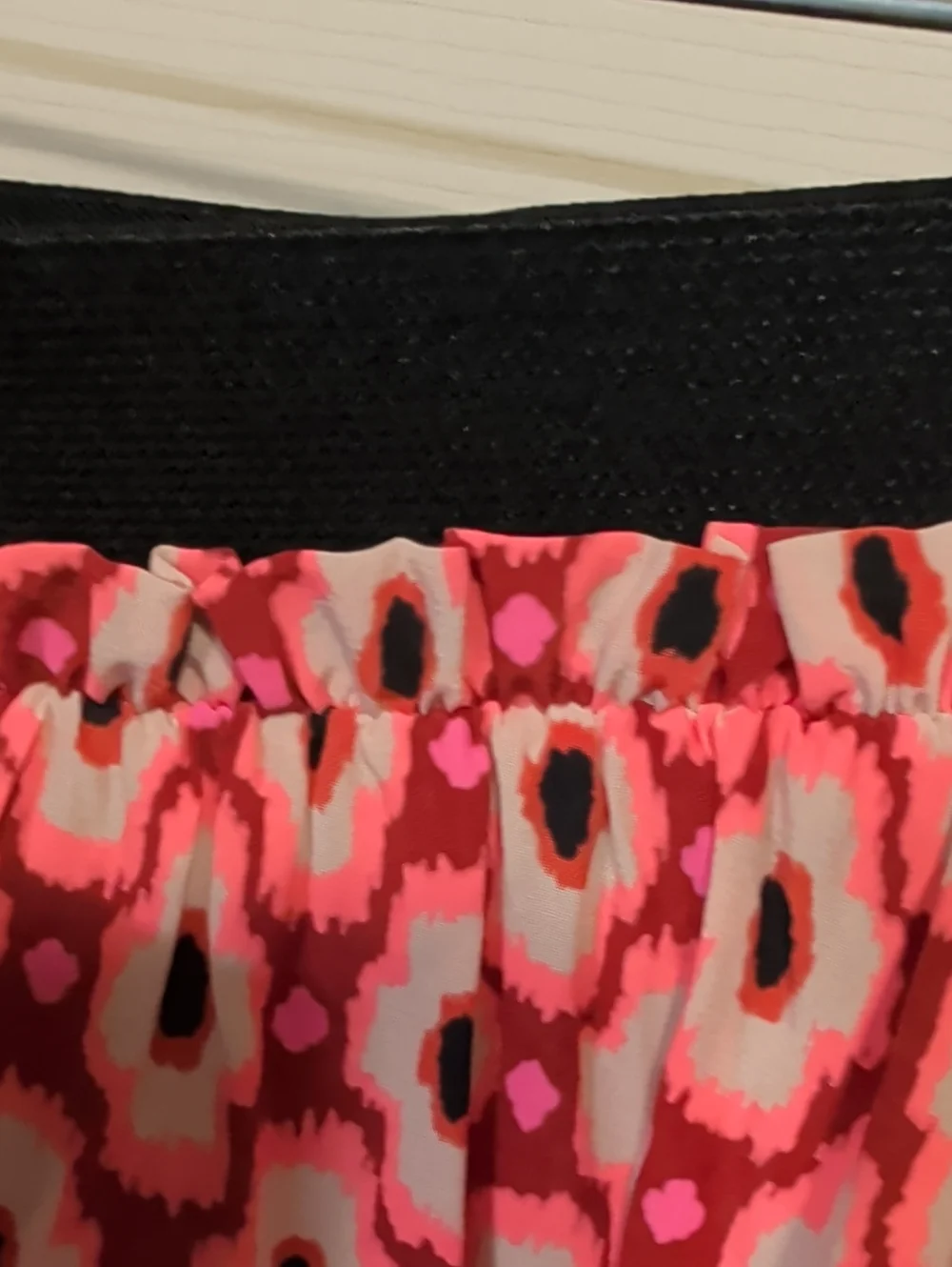 NWT Kate Spade Posy Ikat Silk Blend Pleated Elastic Waist Skirt Pink Red Small